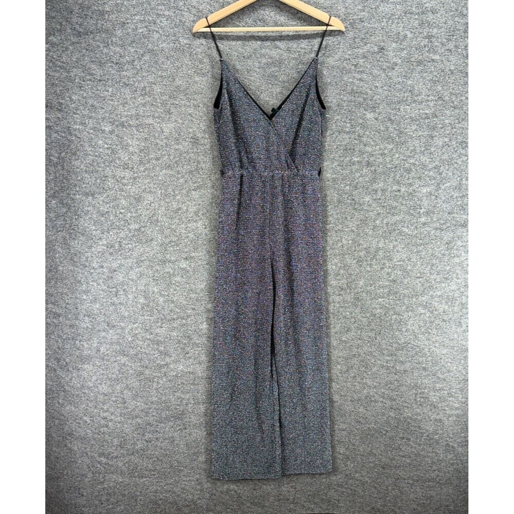 Divided Jumpsuit Women XS Gray V-Neck Sleeveless Straight Elastic Waist Casual